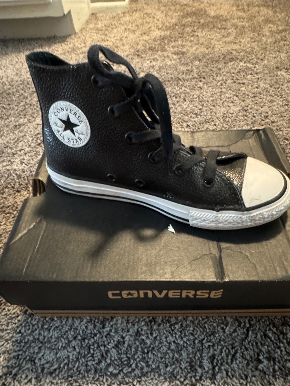 Converse Kids Black High-Top Sneakers with White Toe Cap